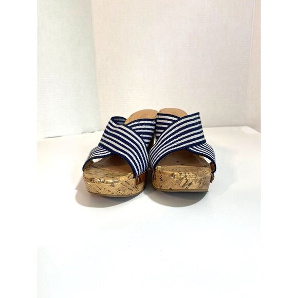 Report Dustin Wedge Sandals With Striped Fabric & Cork Platform Size 7 - Picture 7 of 11